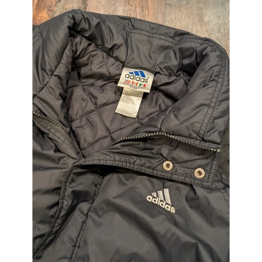 Vintage Adidas Mens XL Black Jacket Puffer Quilted Y2K Grunge‎ 1990s Oversized